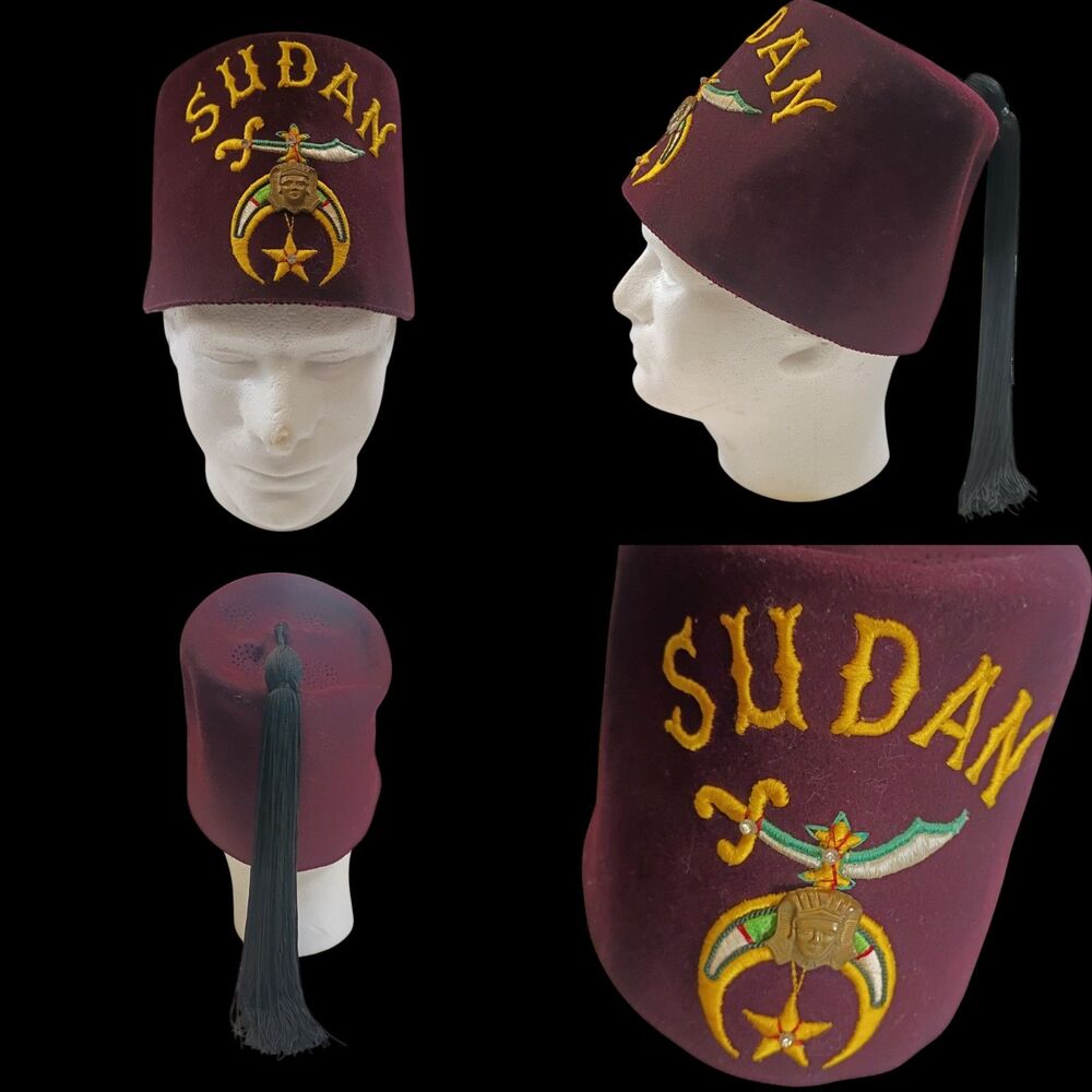 Vintage Freemason Shriner FEZ hat Sudan size 7-3/8 23" Circumference Lou-Walt NY